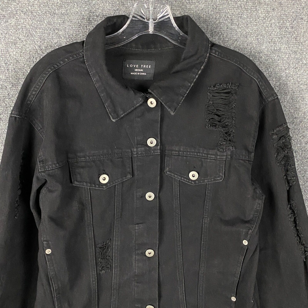 Love Tree Denim Jacket Women's Medium Black Cotton Blend Adults M - Picture 2 of 9